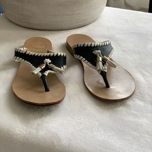 Jack Rogers tassel flat sandals navy/white size 6